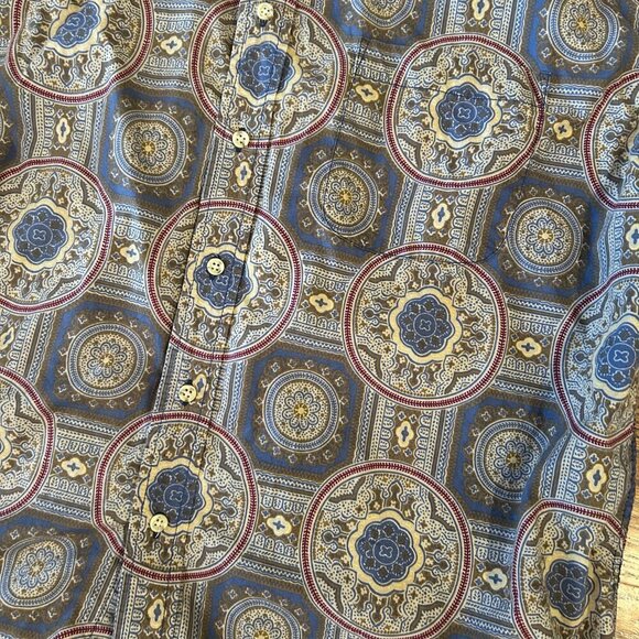 Vintage Retro 90s Duckhead Long Sleeve Geometric Pattern Button Up Shirt Size XL - Picture 4 of 10